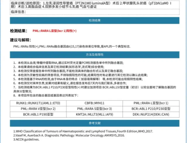 APL融合基因检测报告 APL融合基因检测报告