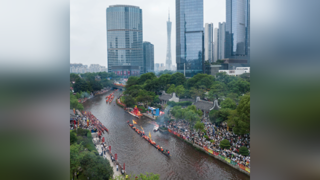 百条龙船齐聚猎德涌，广州CBD端午比过年还热闹