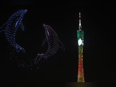 喜洋洋、乐融融横空出现珠江江面，十五运迎100天倒计时