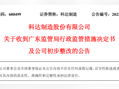 涉违规发放董监高薪酬等，科达制造及董事长边程等被通报批评
