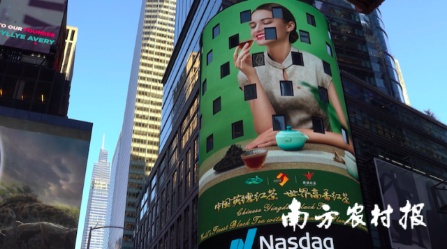 英德红茶亮相美国纽约时期广场纳斯达克大屏