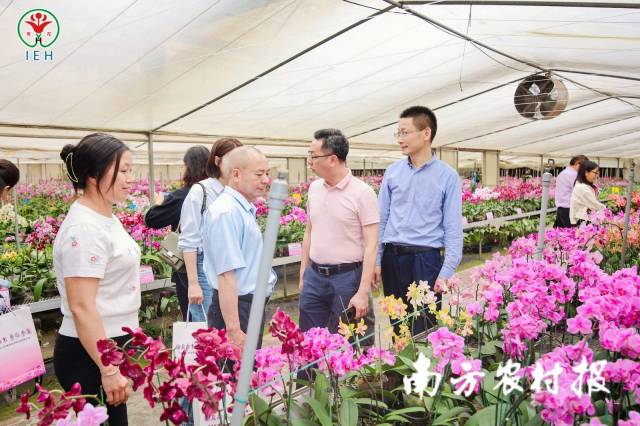 嘉宾在白云基地参观花卉新品种，