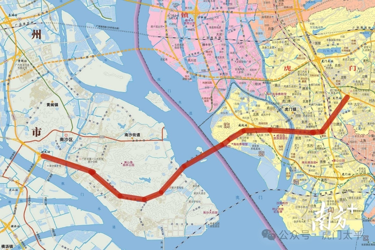 现状虎门大桥线路图（含两岸引桥）