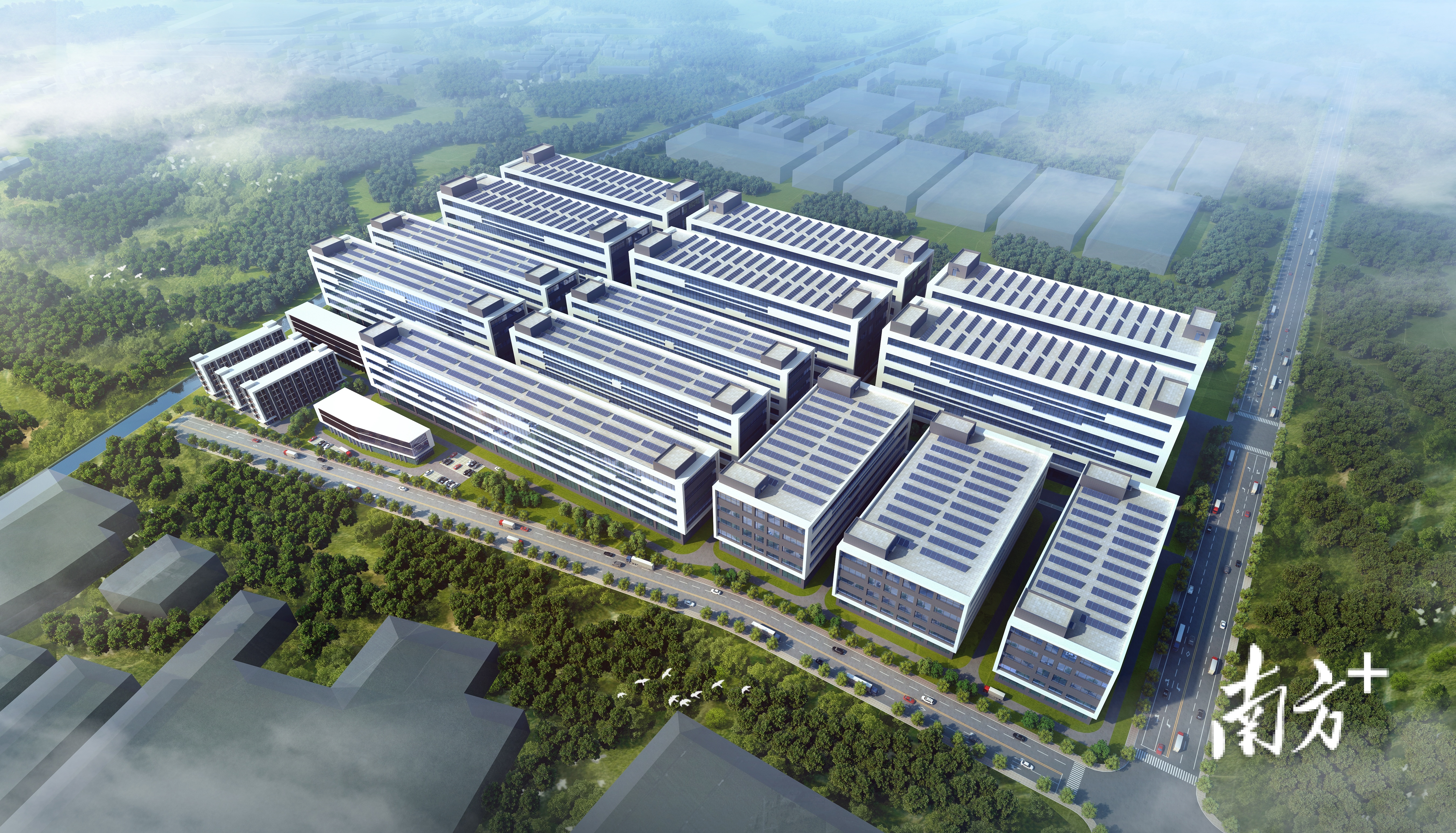 万钧·南印纺织智造园项目效果图。 西樵镇供图 万钧·南印纺织智造园项目效果图。 西樵镇供图