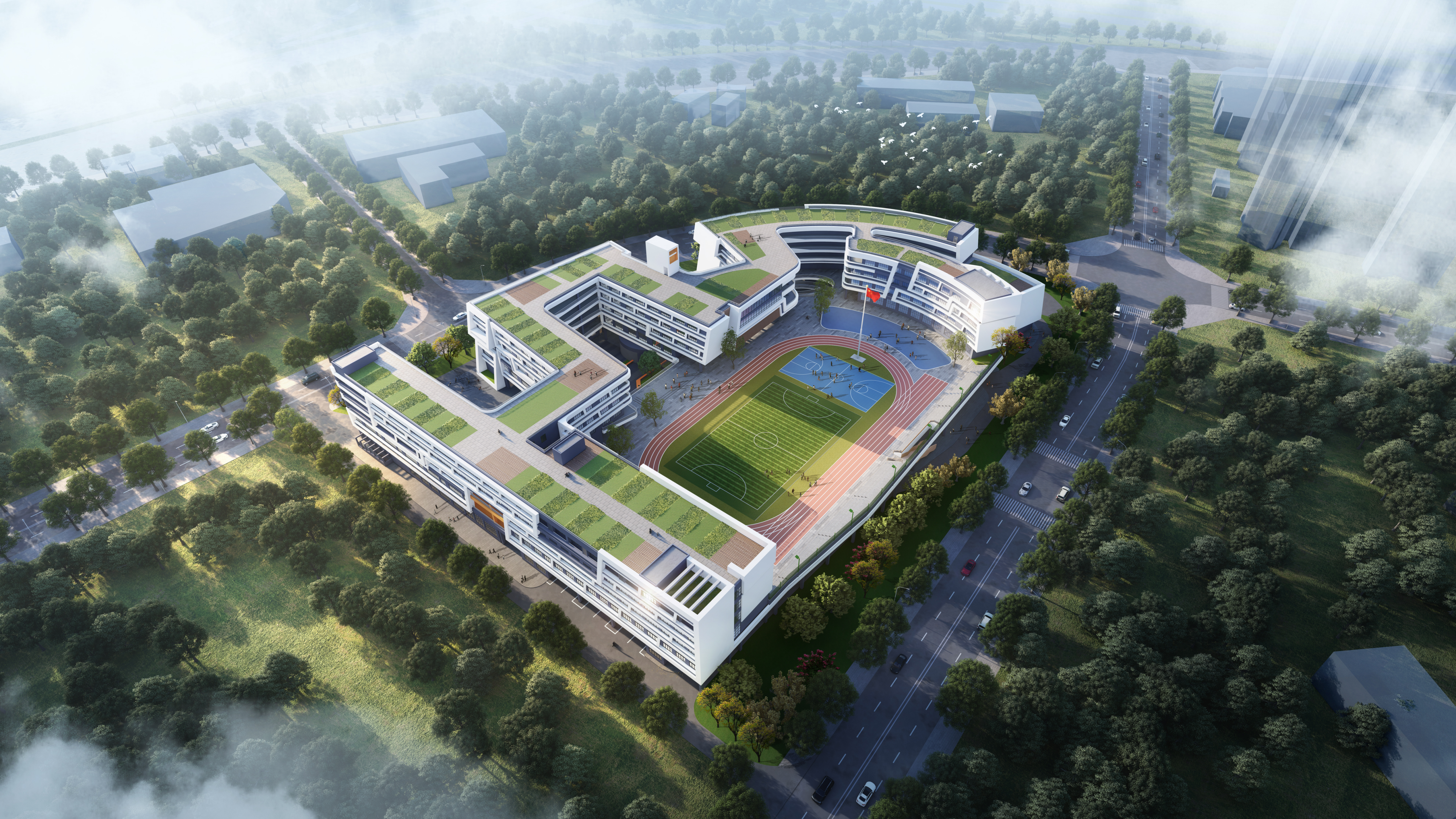 珠海市香洲区培英学校项目封顶。图为学校效果图。