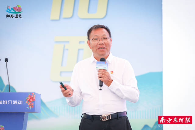 阳西荔枝龙眼协会会长补建华分享新品种、新农技。