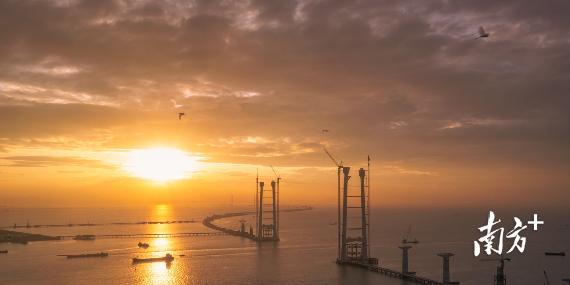 2021年9月3日晨曦中的深中通道。