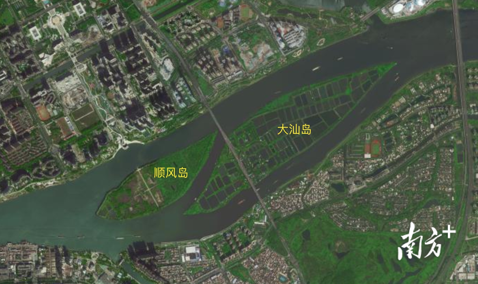 顺风岛和大汕岛的卫星图。 资料图片 顺风岛和大汕岛的卫星图。 资料图片