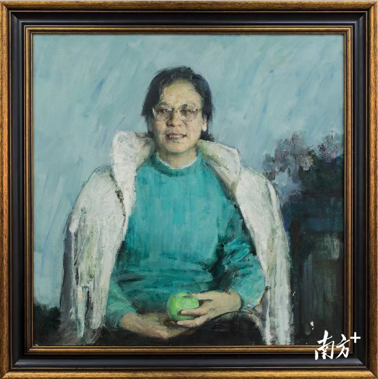 莫述文修复后的汤小铭油画《悠然》。受访者供图。 莫述文修复后的汤小铭油画《悠然》。受访者供图。