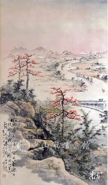 国画(山水)《石岐晚渡》(中山市档案馆藏)。