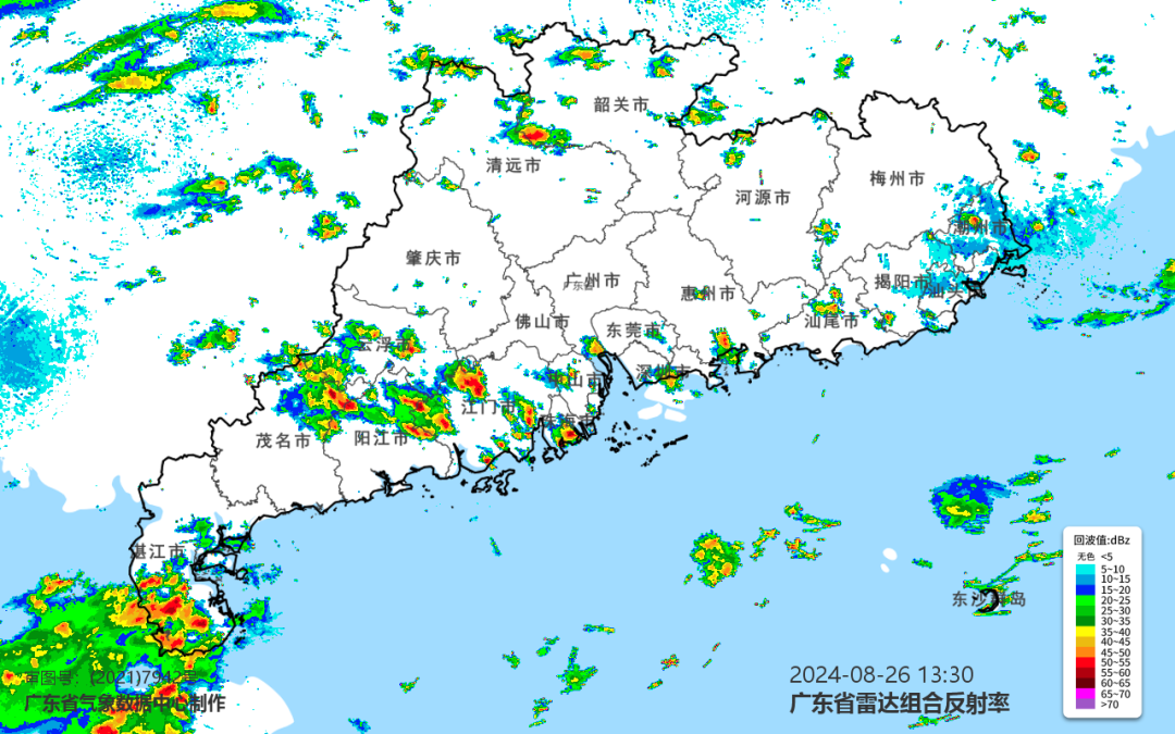2024年8月26日下午13时30分雷达回波图