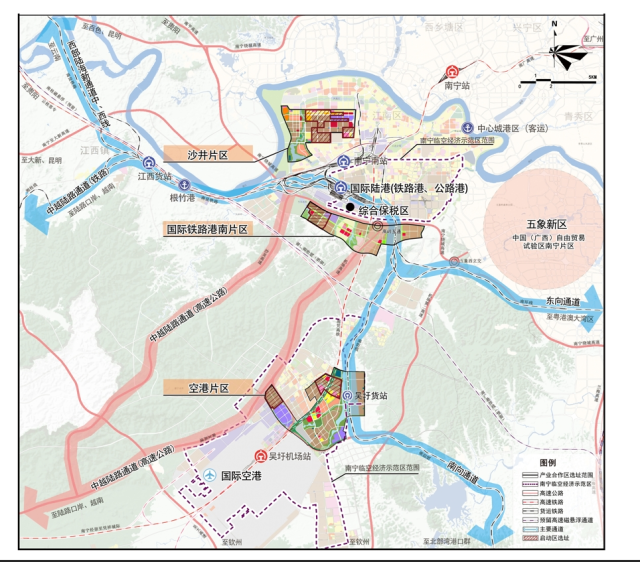 南宁（深圳）东盟产业合作区包括沙井片区、空港片区、南宁国际铁路港的南片区。