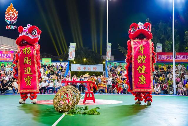 沙溪赛区在中场休息带来精彩的连胜非遗舞狮表演。