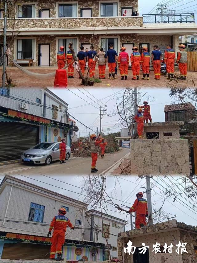 在角尾乡，随处可见抗灾复电志愿者抢修电路。受访者供图。 