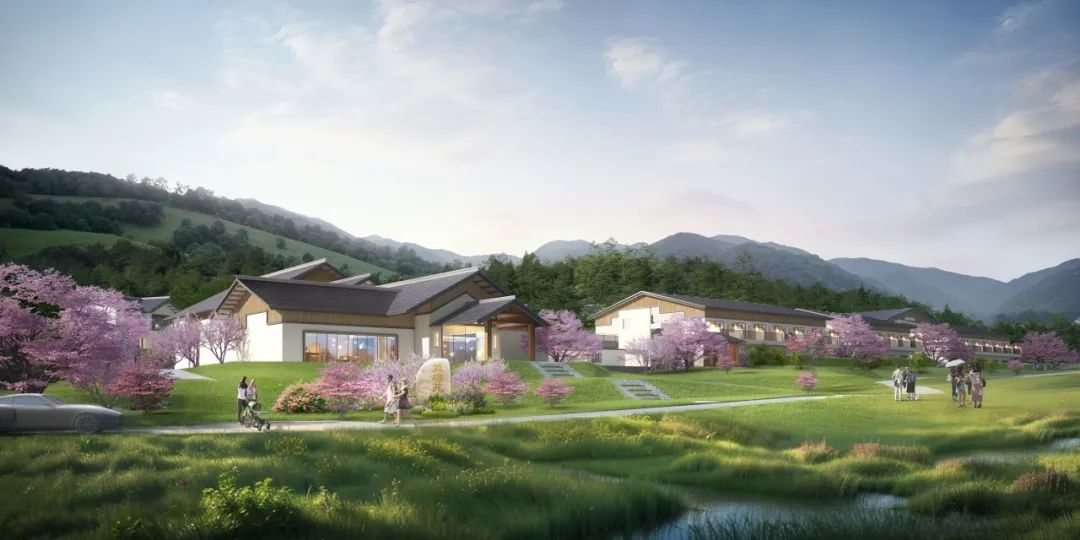 山间庭院效果图。 山间庭院效果图。