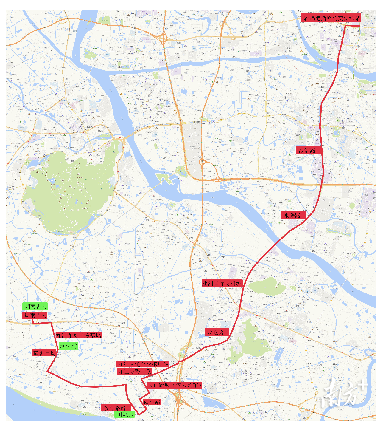 九江艺术专线途经路线图。   通讯员供图