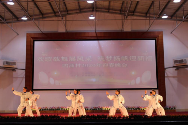 在往年的鸥涌“村晚”上，太极队表演节目。