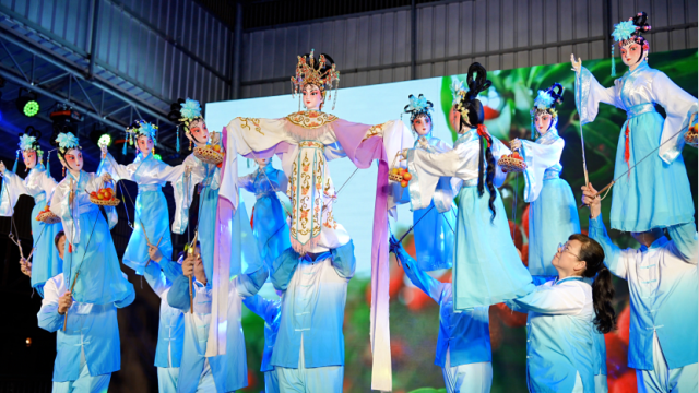 粤剧木偶《贡荔飘香》融合地方文化和传统文化特色。