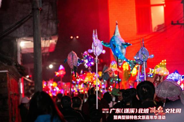 夜幕降临，北坡游鱼流光溢彩。