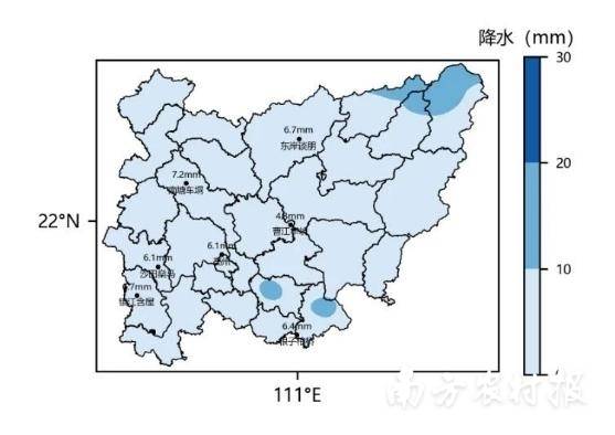 2月高州降水分布图。