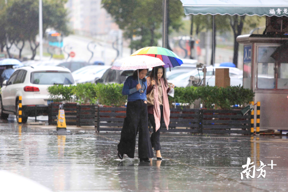 市民在雨中行走。南方+記者 魯力 攝