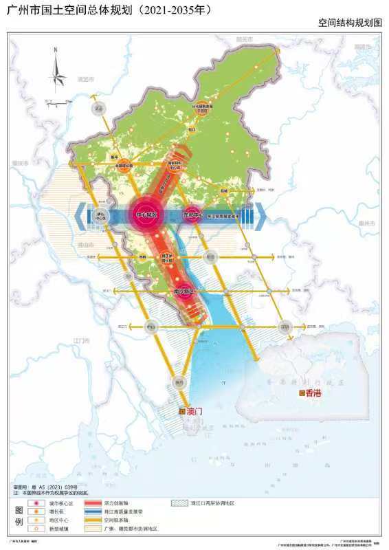 广州市国土空间总体规划(2021-2035年)空间结构规划图。