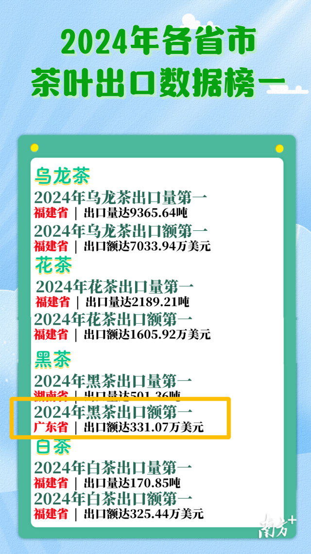 2024年广东黑茶出口额全国第一，多茶类亮点频出