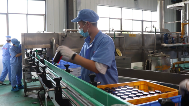 蓝莓果汁生产车间。