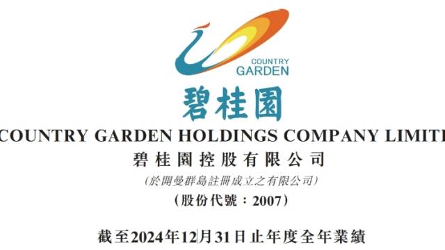碧桂园2024年收入2528亿元，亏损大幅收窄