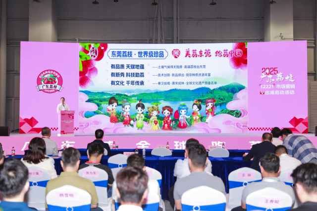 东莞市农业农村局副局长卢达明推介东莞荔枝。