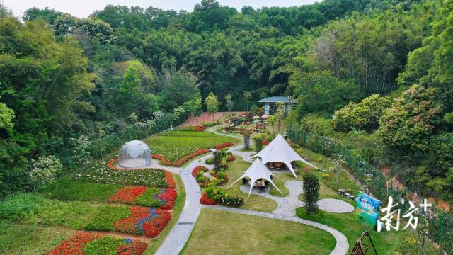 村中的露营地。 村中的露营地。