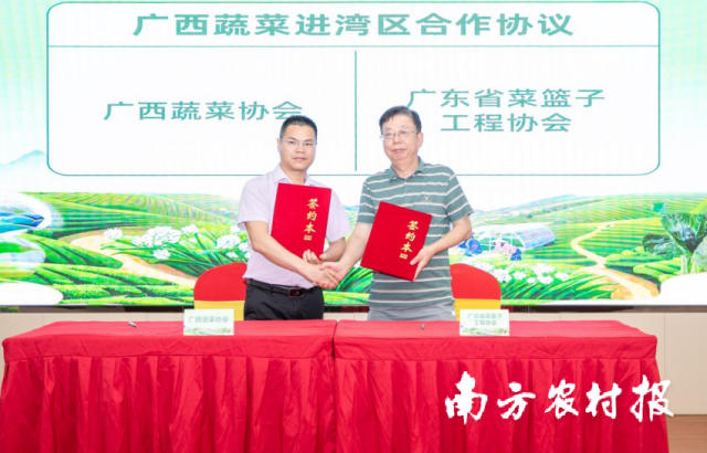活动现场签署广西蔬菜进湾区合作协议及品牌共建协议。