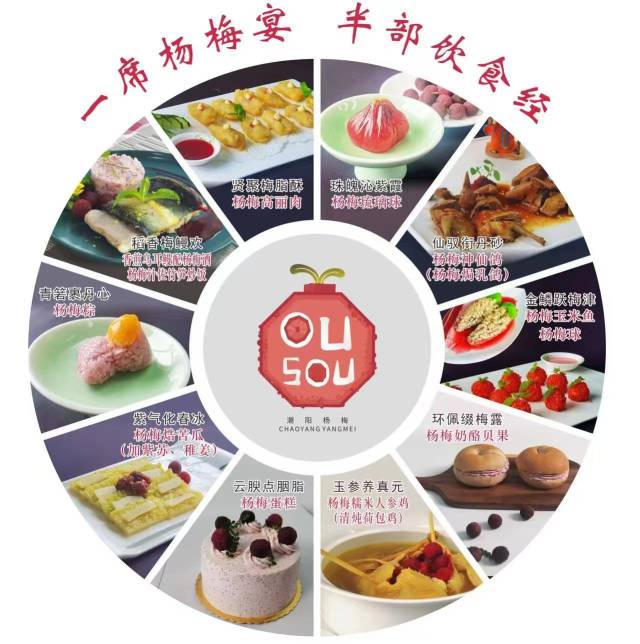 潮阳杨梅一桌菜。 