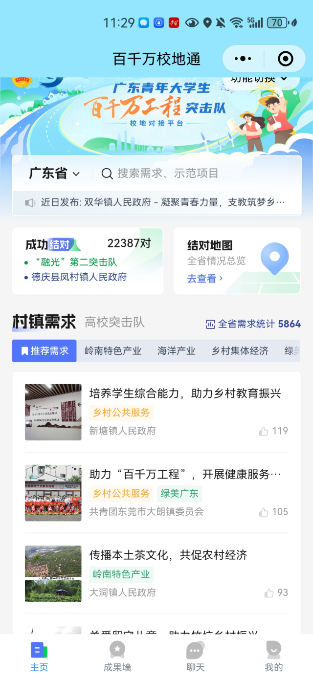 广东共青团推出“百千万校地通”小程序。