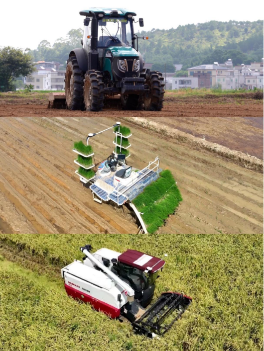 东源县柳城镇万亩智能化粮食生产示范基地的无人驾驶智慧农机。  受访者供图