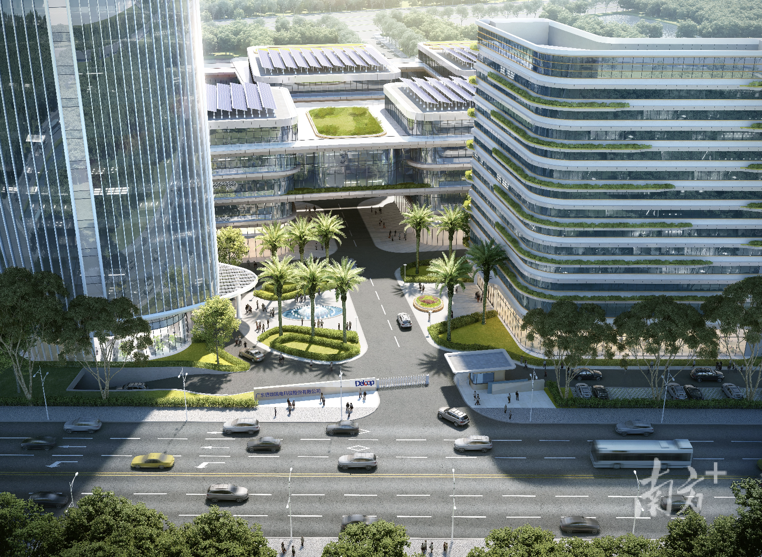 德珑磁电公司上市总部及高端制造基地项目效果图。 主办方供图 德珑磁电公司上市总部及高端制造基地项目效果图。 主办方供图