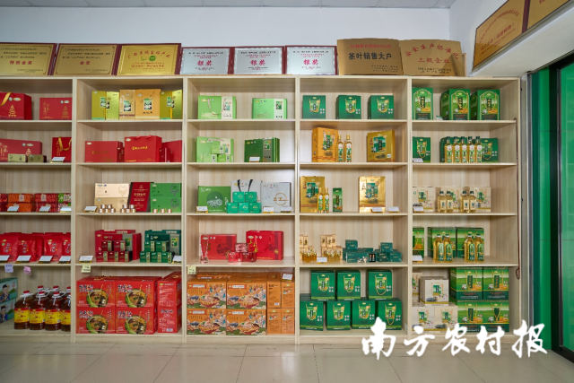 仙池茶业产品墙。