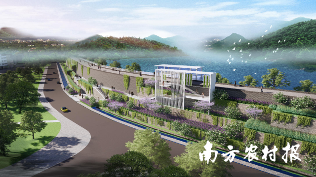 英德市大湾镇防洪墙效果图。