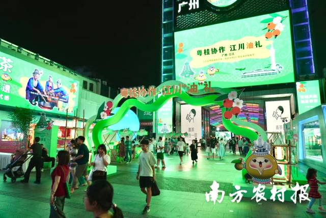 7月24日，粤桂协作・2025年三江油茶粤港澳大湾区（广州）品牌推介活动在广州市北京路举办，同期亮屏广州北京路地标广州之眼。