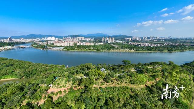 广州市增城区荔韵公园航拍图。