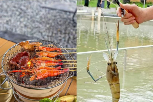 钓获的虾可现场加工品尝。