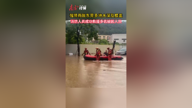 强降雨致东莞多地水深及膝盖，消防人员紧急救援多名被困人员