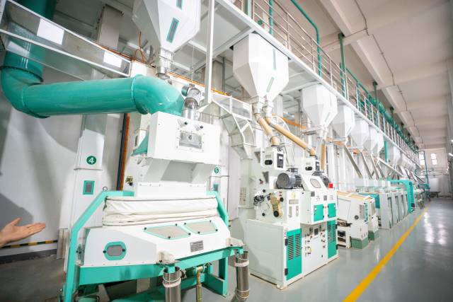 园区内的自动化筛米设备。