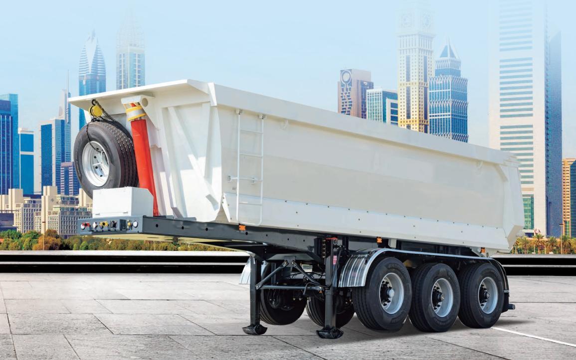 中集车辆非洲市场的三轴后卸半挂车。 中集车辆非洲市场的三轴后卸半挂车。