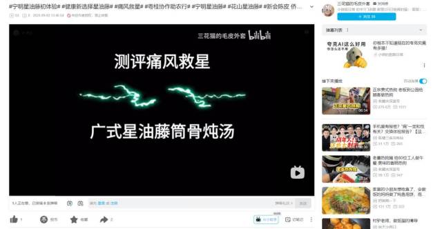 B站用户制作上传的广式星油藤筒骨炖汤视频。