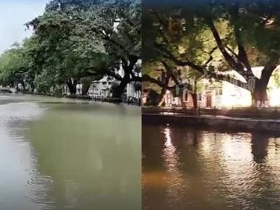 天文大潮叠加台风“桦加沙”，广州沿珠江两岸出现短暂水浸