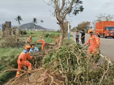 图集｜台风“桦加沙”过境后，江门消防昼夜奋战清障排险保民生