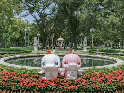 越秀街头，已被萌萌的十五运吉祥物点燃