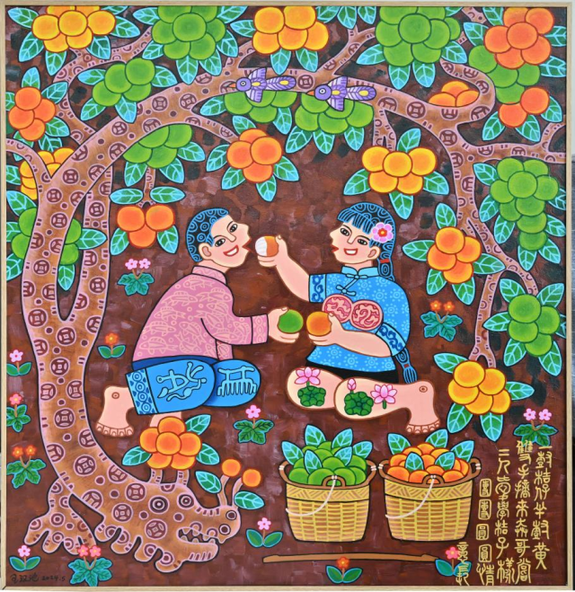 龙门农民画具有“造型夸张、用色大胆”的风格。（作者：王汉池）