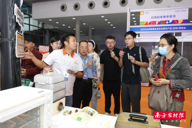 汕尾甘薯展区吸引众多消费者现场试吃。